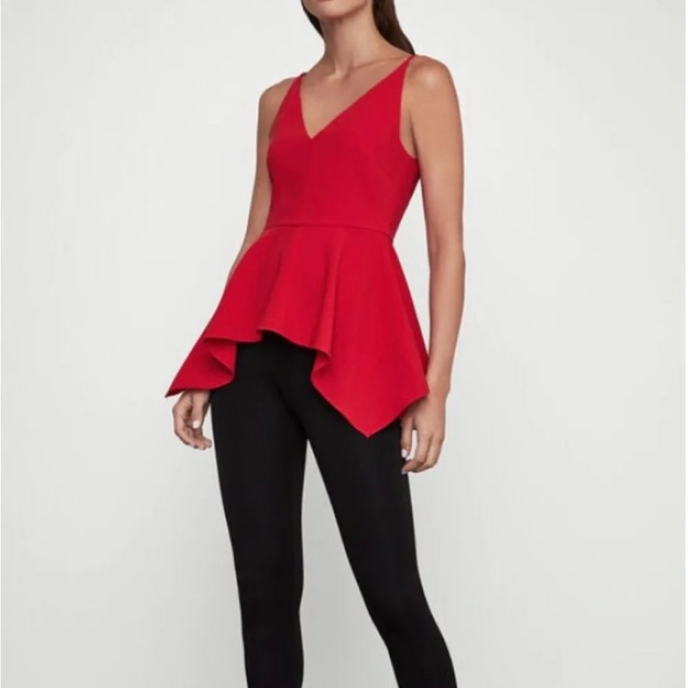 BCBGMAXAZRIA women's peplum red top sleeveless,V-Neck. - Picture 1 of 7